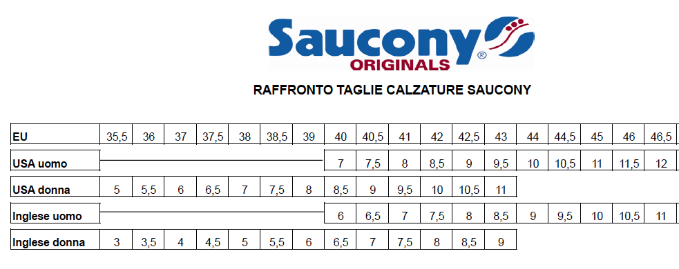 tabella numeri saucony - 58% di sconto - agriz.it