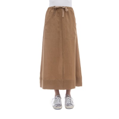 Skirt - 408T032 Linen Slit...